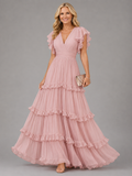 Zoe | Elegant Light Pink Wedding Maxi Dress