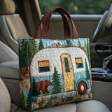 Vintage Camper Bear Quilted Tote Bag