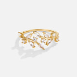 18K Gold Crystal Vine Ring