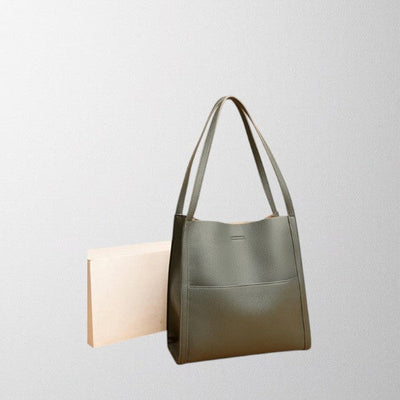 Linda - Solid color simple genuine leather shoulder bag