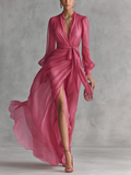 Rosa Chiffon KLeid V-Hals