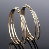 Gold Retro Hoop Earrings