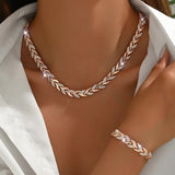 Rose Gold Leaf Link Jewellery Set
