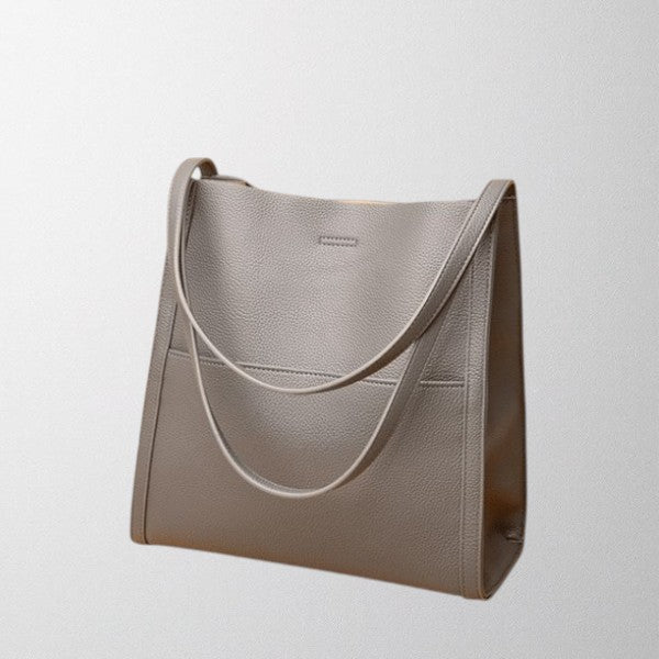 Linda - Solid color simple genuine leather shoulder bag