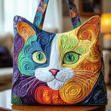 Cat Face Patchwork Quilted Tote Bag
