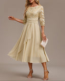 Elin™ – Champagne dress with delicate embroidery