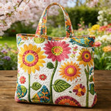 Sunflower Floral Pattern Quilted Tote Bag