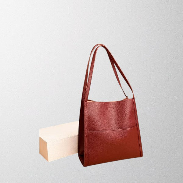 Linda - Solid color simple genuine leather shoulder bag
