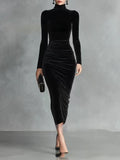 Sophia | Black Velvet Fitted Dress