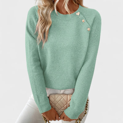 Roxanne – Elegant Asymmetrical Jumper with Button Detail