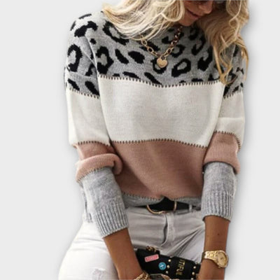 Cheyenne - Casual Jumper With Leopard Print Design