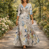 Fleur™ – Elegant floral V-neck dress