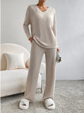 ELMER™ - Casual Long Sleeve V-Neck Top and Pants Set