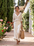 Elena | Satin Midi Dress with Included Sweater