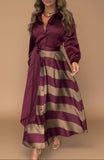 Mila™ – Striped long dress with lace