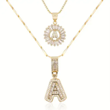 Moissanite letter initial necklace set