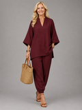 Georgiana | V-Neck Tunic and Gathered Trouser Set