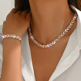 Elegant Rhinestone and Glass Bracelet + Necklace Jewelry Set