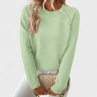 Roxanne – Elegant Asymmetrical Jumper with Button Detail