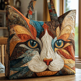Vibrant Cat Face Quilted Tote Bag