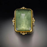 Vintage Green Glass Gold Ring