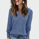 Deri - Comfy V-Neck Long Sleeve Top